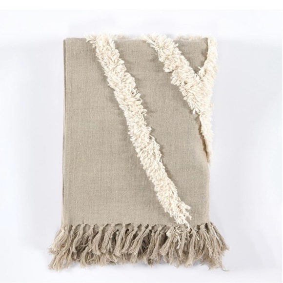 Home Accents Linen Sundial Throw. Sz 50 x 70. Ivory & Cream. Simply beautiful! - Picture 3 of 7